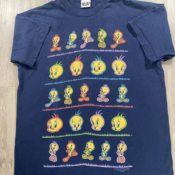 Vintage 1995 Looney Tunes Tweety Bird T-Shirt TV Cartoon‎ Men’s Size XL Blue - Picture 1 of 9